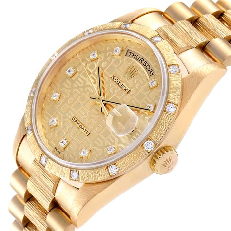 rolex 18k yellow gold day-date president diamond mens price|Rolex Day-Date 18238.